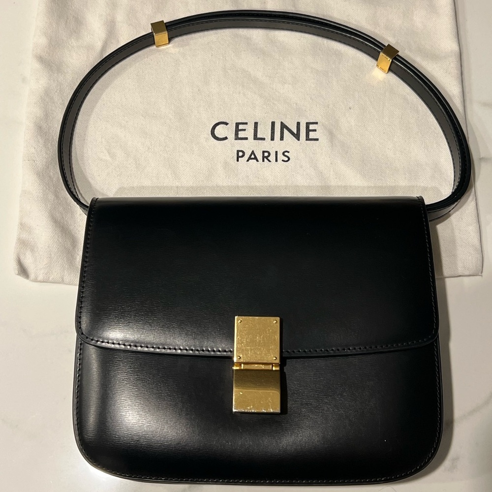 Black leather box bag copy